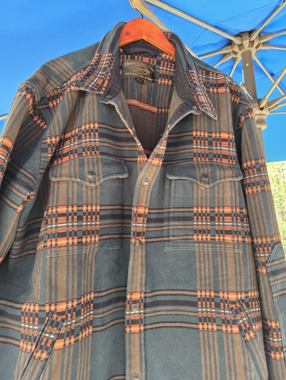 Filson Gray & Orange Plaid Lightweight Shirt Jacket